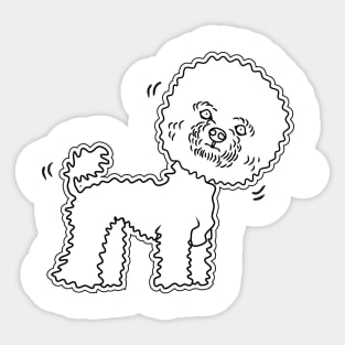 line art illustration of a cute poodle Sticker